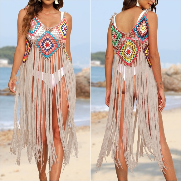 Free Spirit Fringe Cover-Up - Gray - Picture 3 of 6